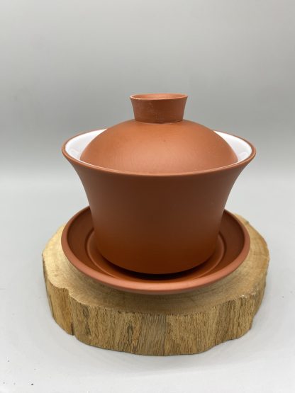 Red Clay Gaiwan with Flowing Calligraphy - Image 4