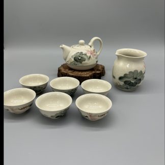 Eight-pieces Tea set with Hand-painted Lotus pattern