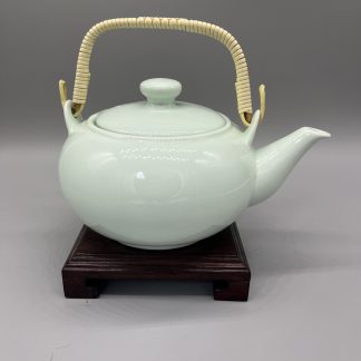 Large Celadon Tea Pot with Bamboo-woven Handle
