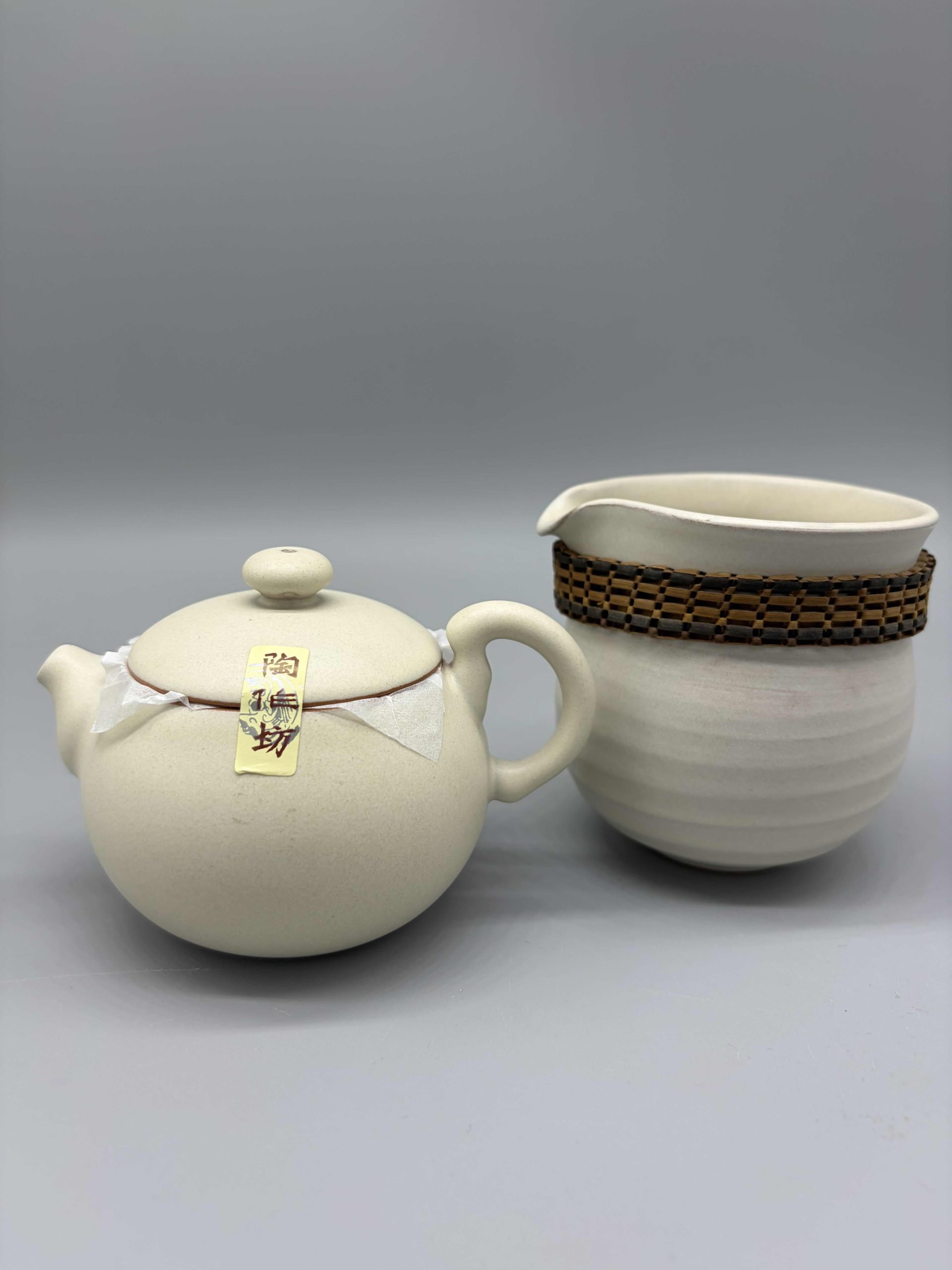 Lin’s Ceramic Studio Tea set with Tea tray, Cha Hai and six cups (Creamy White) - Image 4
